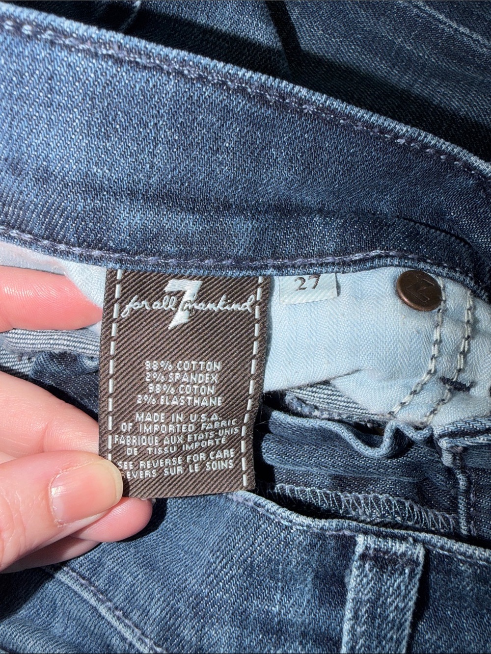 7 For All Mankind Dojo Indigo Wide Leg Flare Jeans • Like NEW • Size 27 - Picture 3 of 11